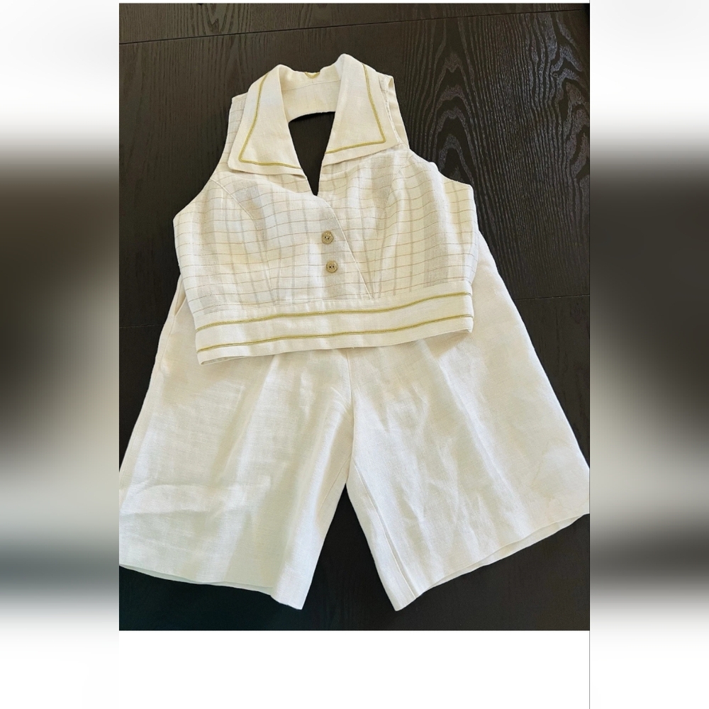 90s 2 Piece Set! Bermuda Shorts & Crop Vest